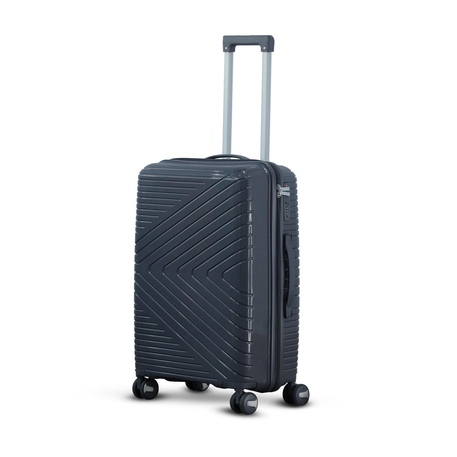 3 Piece Set 20" 24" 28 Inches Dark Grey Crossline PP Unbreakable Luggage Bag With Double Spinner Wheel
