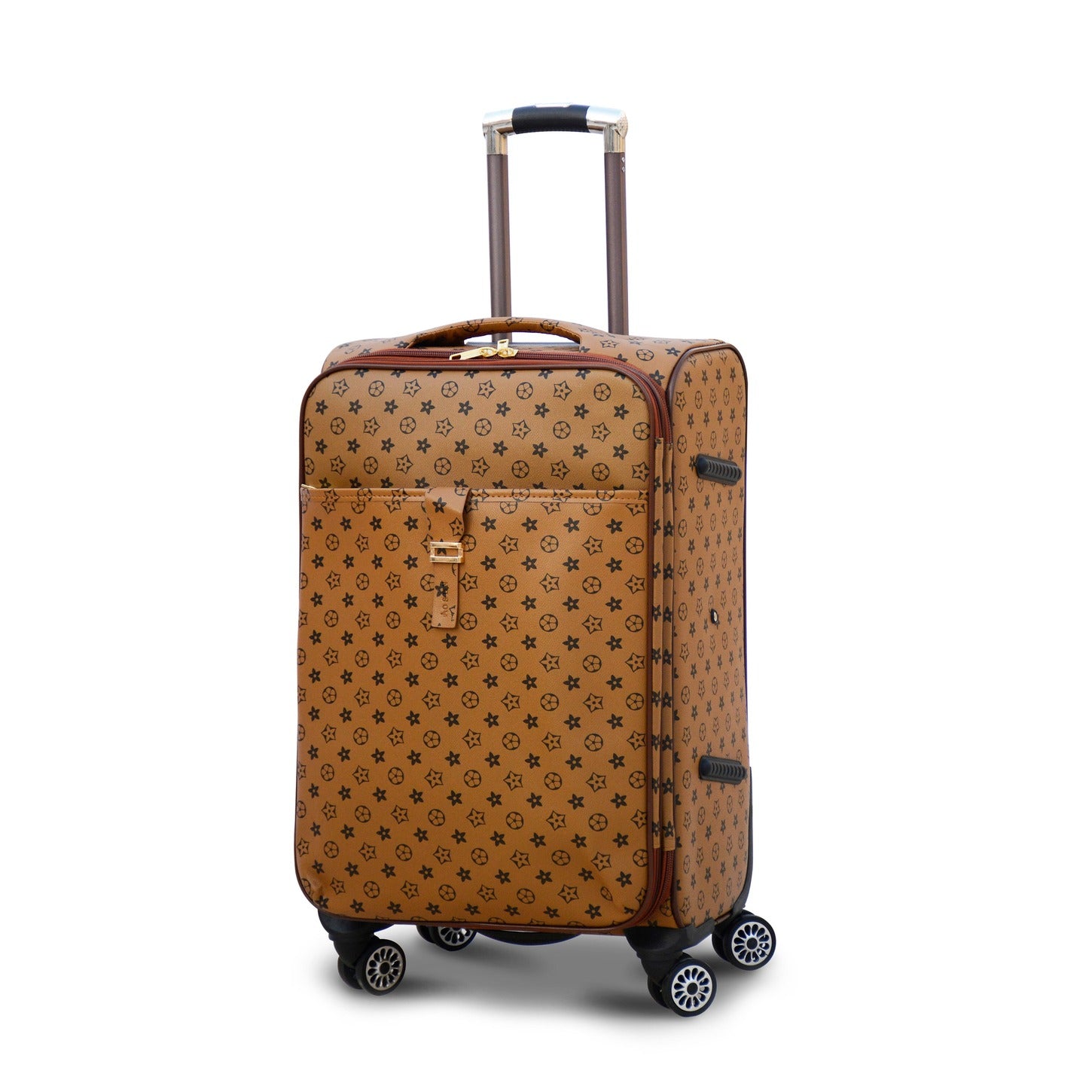 24" Light Brown Colour LVR PU Leather Luggage Lightweight Trolley Bag with Spinner Wheel