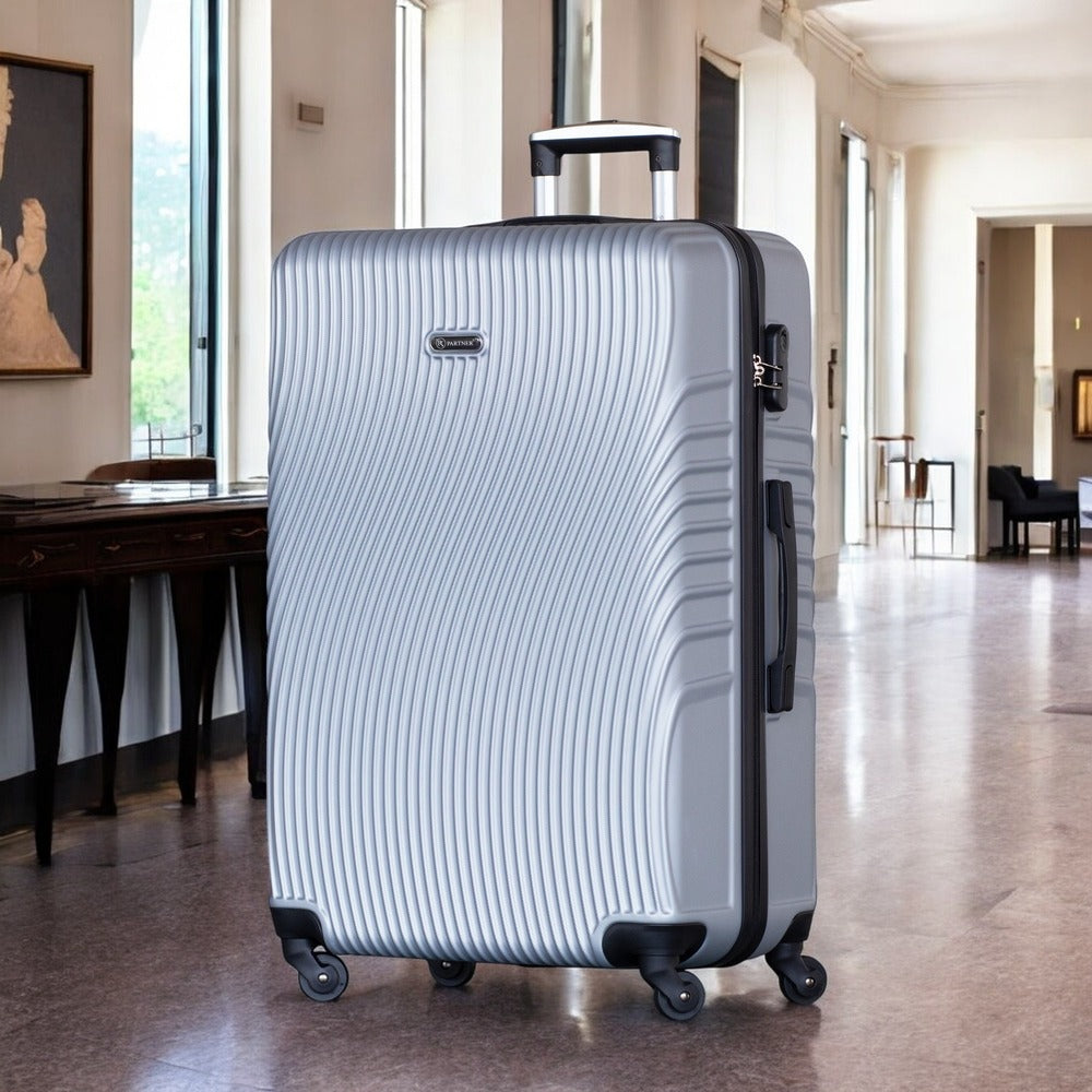 Partner Aqua Wave ABS Lightweight Hard Case Trolley Luggage with Spinner Wheels | 3 Pcs Set 20" 24" 28" Inches