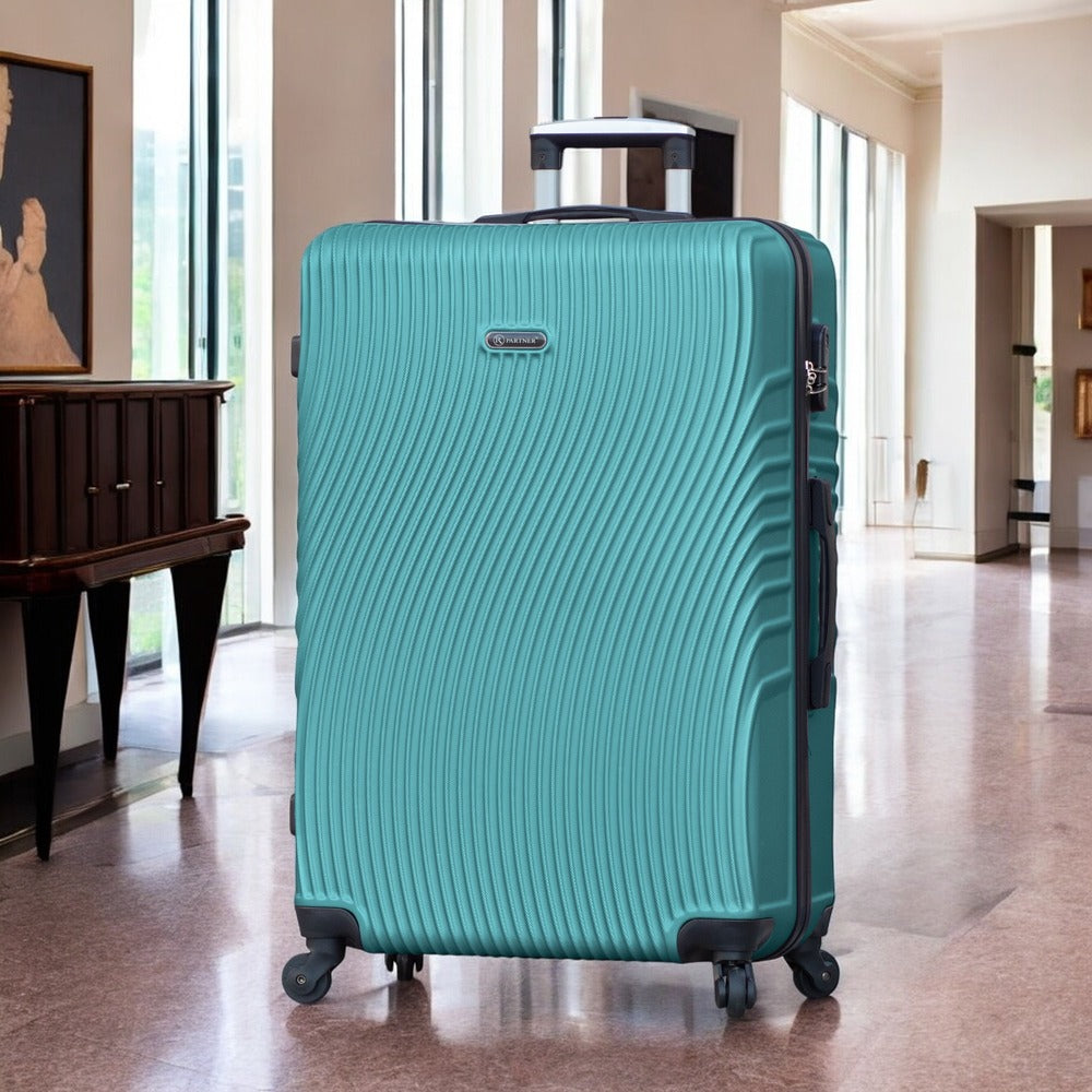 Partner Aqua Wave ABS Lightweight Hard Case Trolley Luggage with Spinner Wheels | 3 Pcs Set 20" 24" 28" Inches