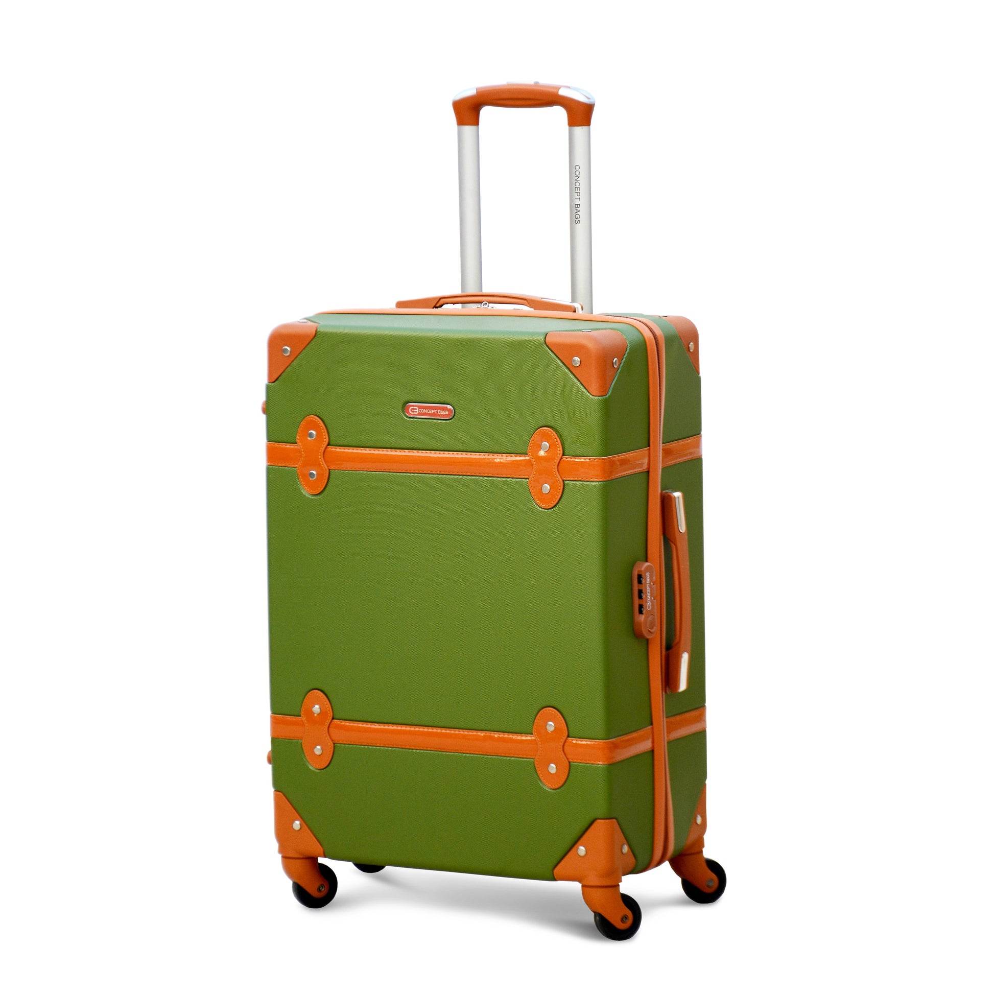 light weight spinner wheel light weight green luggage corner guard luggage with number lock system