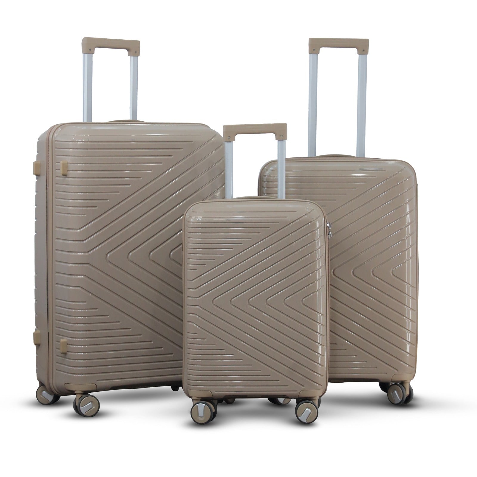 3 Piece Full Set 20" 24" 28 Inches Crossline PP Unbreakable Luggage Bag With Double Spinner Wheel Zaappy