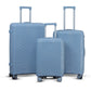 3 Piece Full Set 20" 24" 28 Inches Light Blue Colour Crossline PP Unbreakable Luggage Bag with Double Spinner Wheel Zaappy