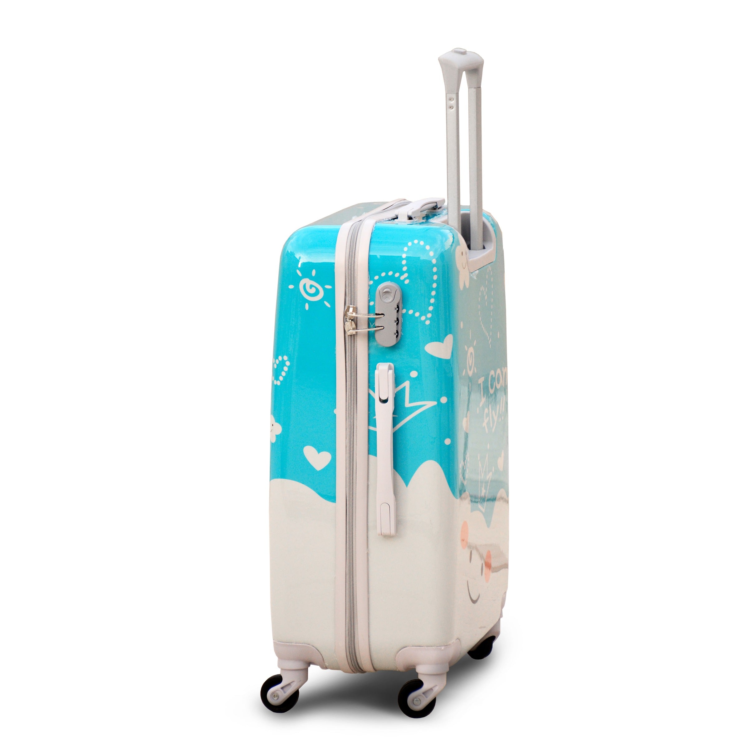 3 Pcs Set 20" 24" 28 Inches Printed Lightweight ABS Luggage | I Love Travel Blue