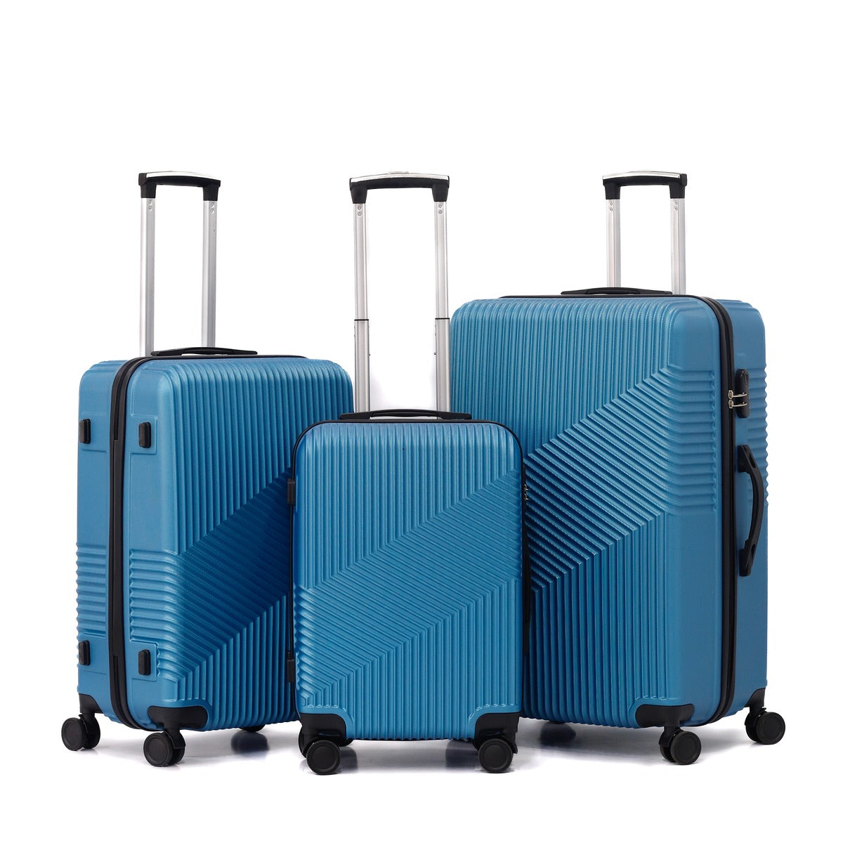 3 Piece Set  20" 24" 28 Inches Berlin ABS Lightweight Travel Luggage Bag With Double Spinner Wheel