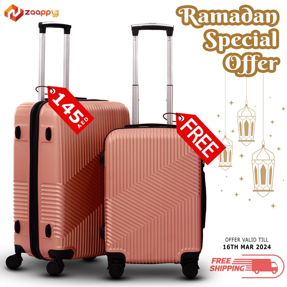 Buy 1 Get 1 Free | Medium Size 24" Lightweight ABS Luggage Bag | Cabin Size FREE | 20-25 Kg Capacity Zaappy