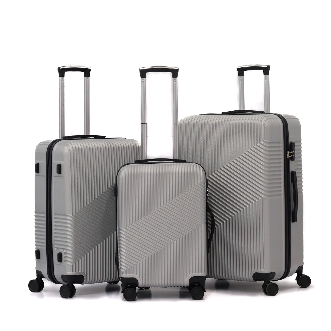 3 Piece Set  20" 24" 28 Inches Berlin ABS Lightweight Travel Luggage Bag With Double Spinner Wheel