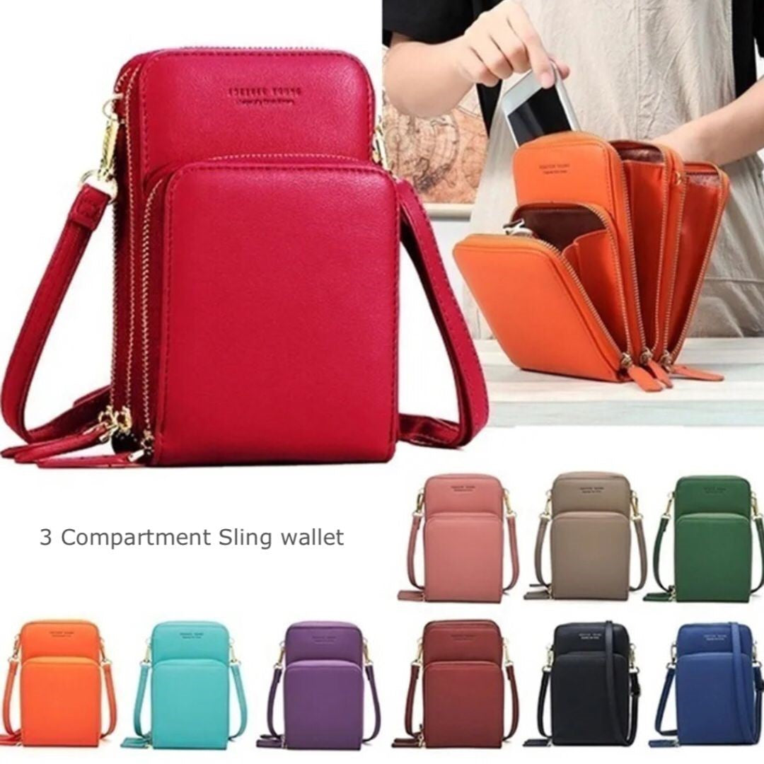 Forever Young 3 Zipper Cross Body Sling Bag For Women