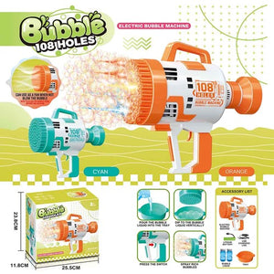 108-Hole Colorful Light Bubble Machine | Electric Soap Water Gun | Magic Bubble Gun for Kids, Wedding Bubble Maker, Summer Toy with Rechargeable Battery and LED Lights