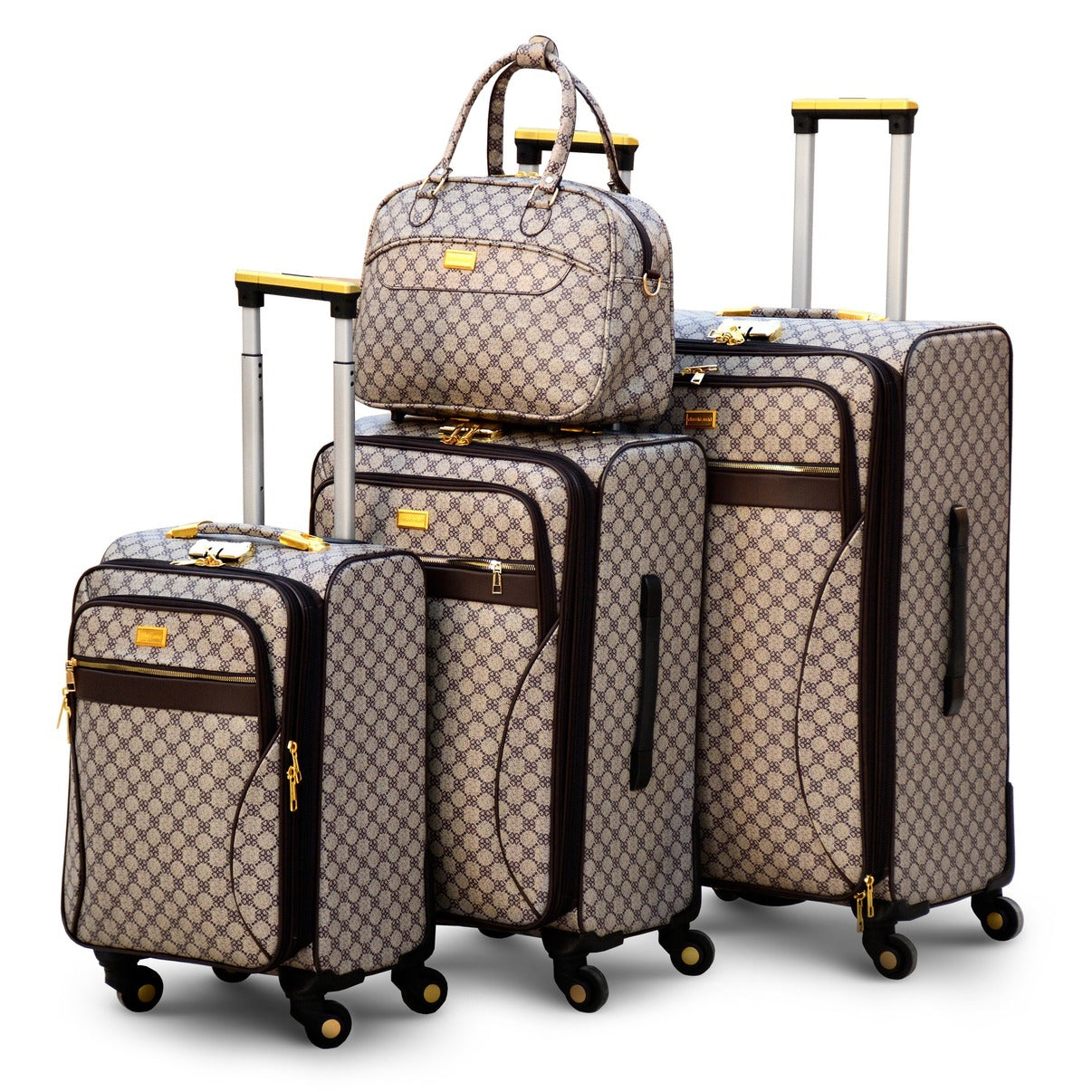 4 Pcs Set 7" 20" 24" 28 Inches VL PU Leather Material Luggage | Soft Shell Four Wheel Trolley Bag