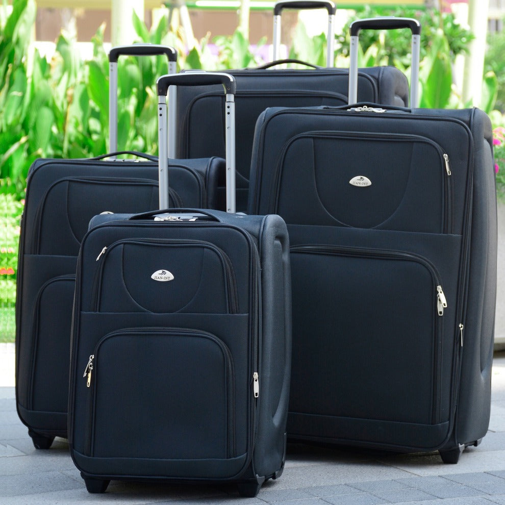 4 Piece Full Set 20" 24" 28" 32 Inches 2 Wheel Soft Material Travel Luggage Bag Zaappy