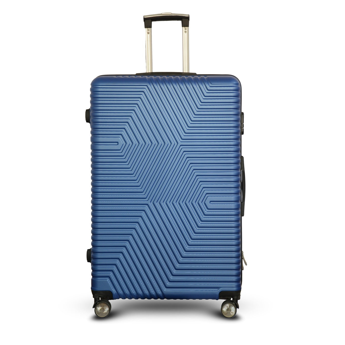 Blue Colour Zig Zag ABS Lightweight Luggage Bag With Double Spinner Wheel Zaappy