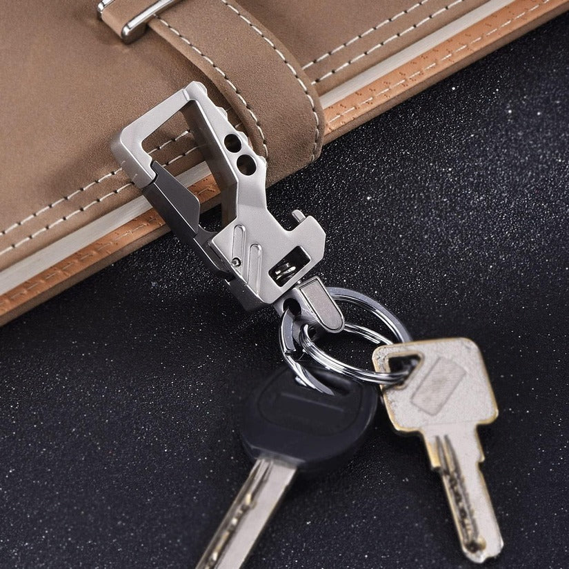 Multifunctional Bottle Opener Keychain With Double Key Ring Hook