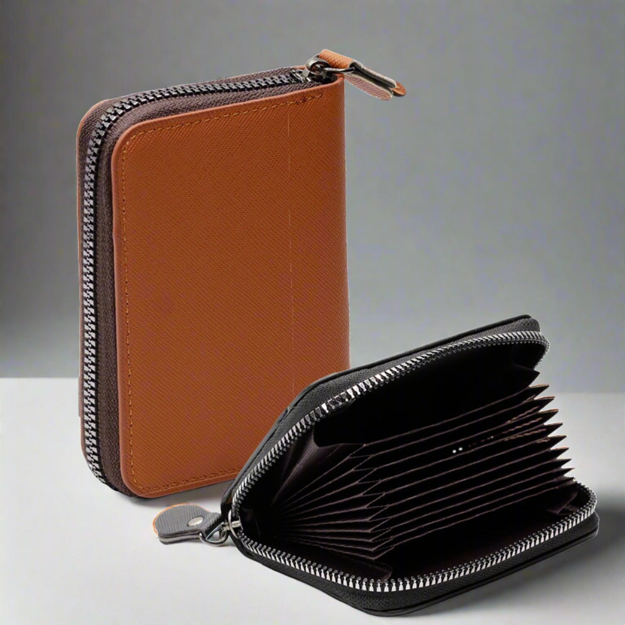 Small PU Leather Credit Card Holder Wallet | Multi Card Case Zipper Coin Purse