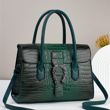 Crocodile Skin Pattern Classy Crossbody Shoulder Bag For Women | Top Handle Satchel Handbag