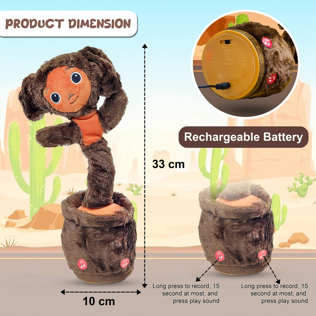 Rechargeable Funny Dancing and Talk Back Monkey Toy with Music | Cute Kids Plush Toy