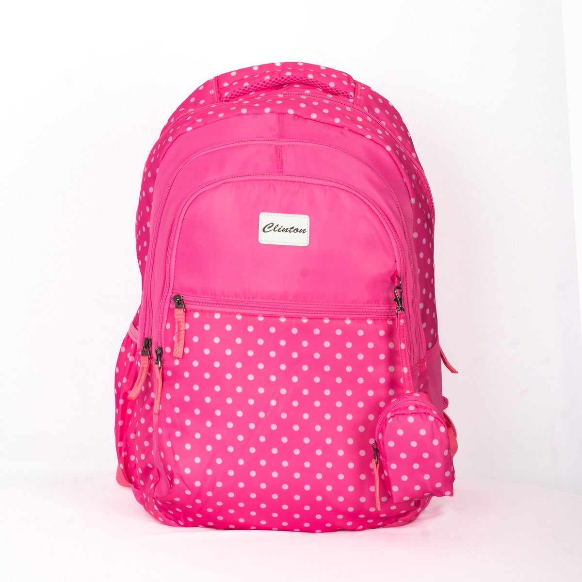 Buy 1 Get 1 Free | Large Capacity Multi Zipper Espiral Polka Dotted Backpack With Pencil Pouch Zaappy