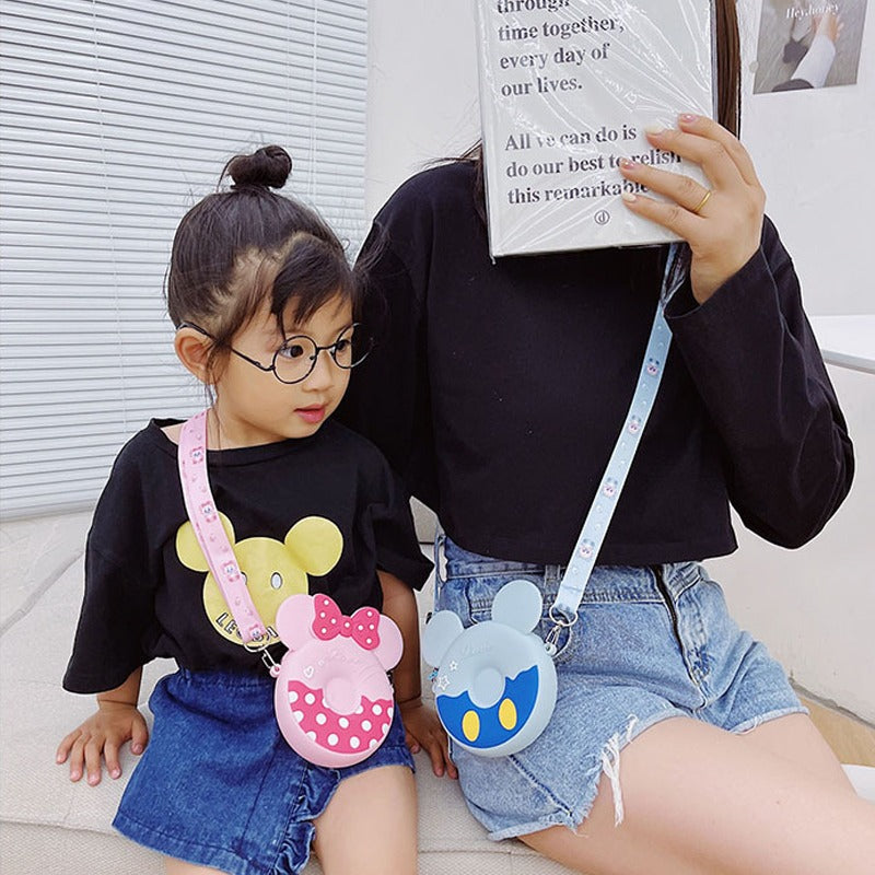 Mickey Mouse Donut Cute Silica Bag For Girls | Multicolour Mini Crossbody Sling Bag