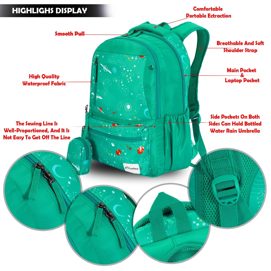 Buy 1 Get 1 Free | Espiral Galaxy Backpack Bag with Pouch | Waterproof Multi Pockets