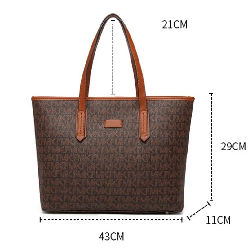 Large Capacity Women PU Leather F Printed Shoulder Bag | Casual Handbag For Travel