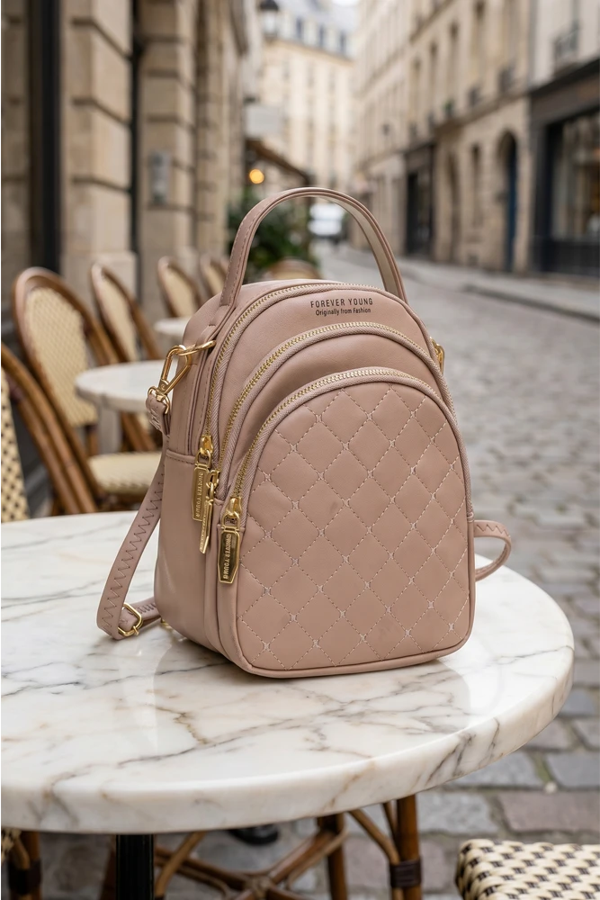 Buy Forever Young Women 3 Zipper S Line Mini Backpack –