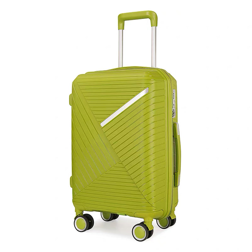 3 Piece Set 20, 24 and 28 Inches Green Advanced PP Luggage Bag With Double Spinner Wheel