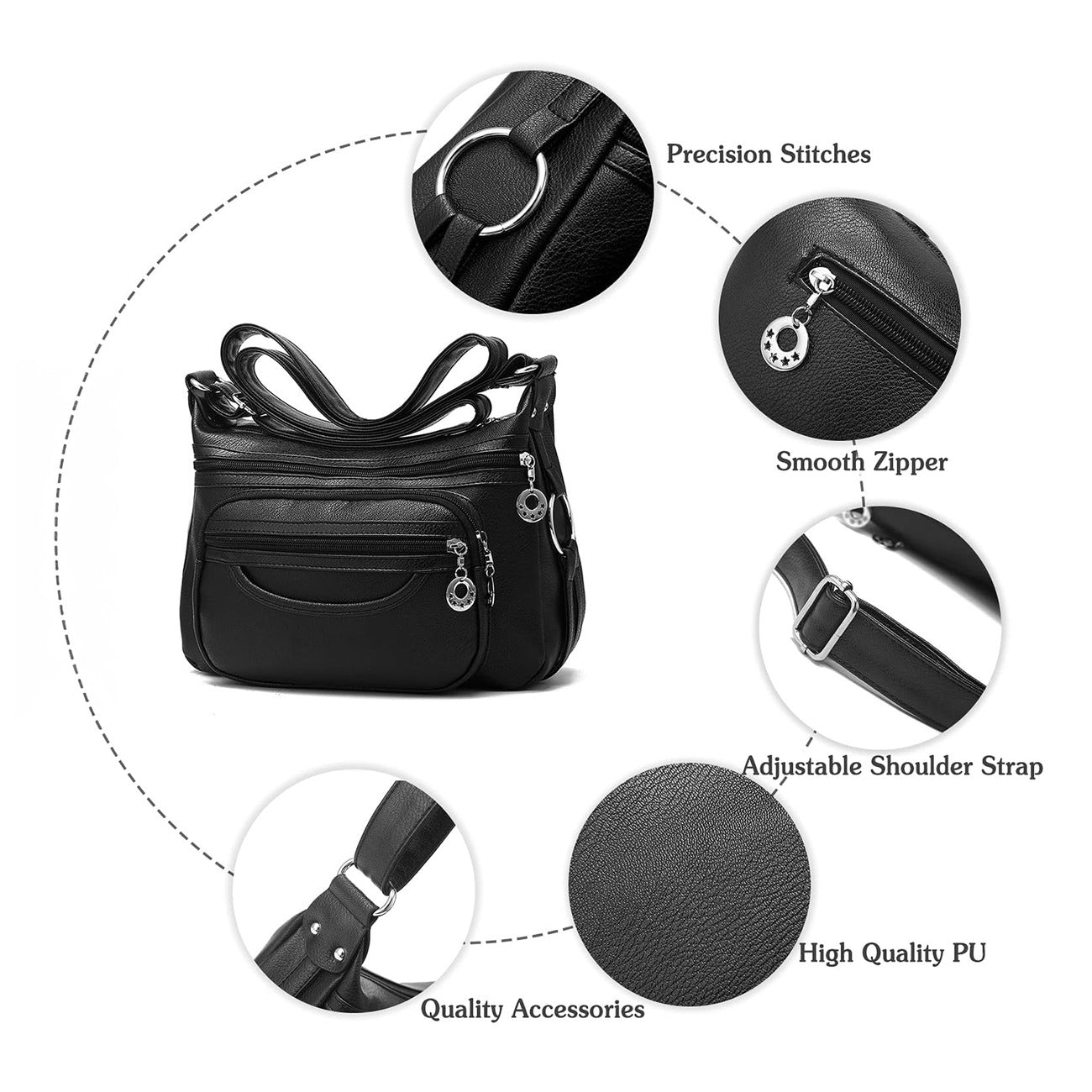 Multi Pockets Hobo Crossbody Bag For Women | Casual Waterproof Messenger Bag