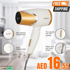 FLASH SALE ⚡ KEMEY KM-6832 Electric Foldable Travel Hair Dryer with 2 Speed Control