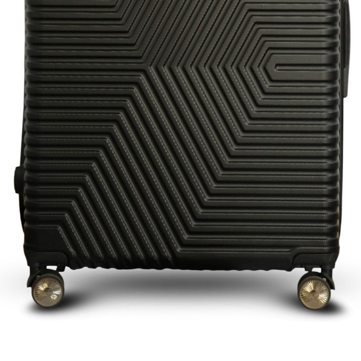 Zig Zag ABS Lightweight Luggage Bag With Double Spinner Wheel | 3 Piece Set 20, 24 and 28 Inches Black