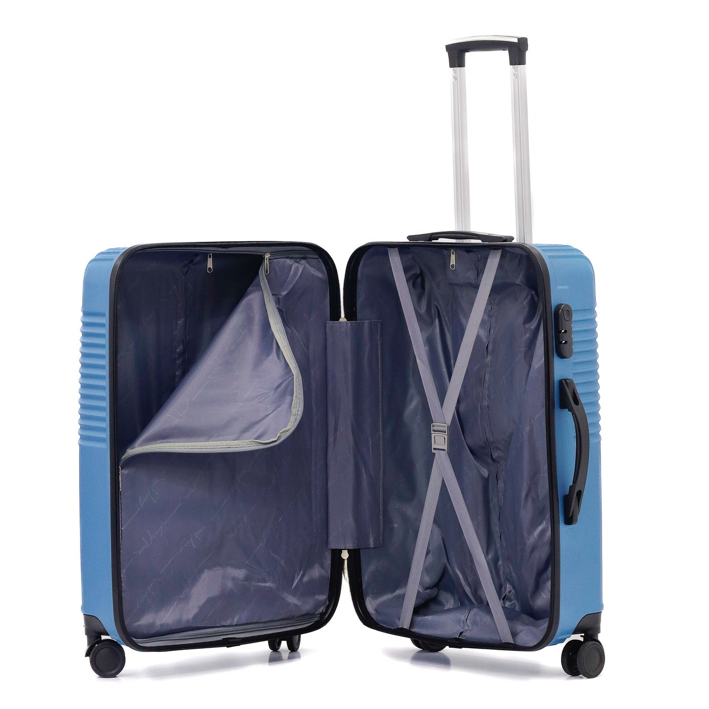 3 Piece Set  20" 24" 28 Inches Berlin ABS Lightweight Travel Luggage Bag With Double Spinner Wheel