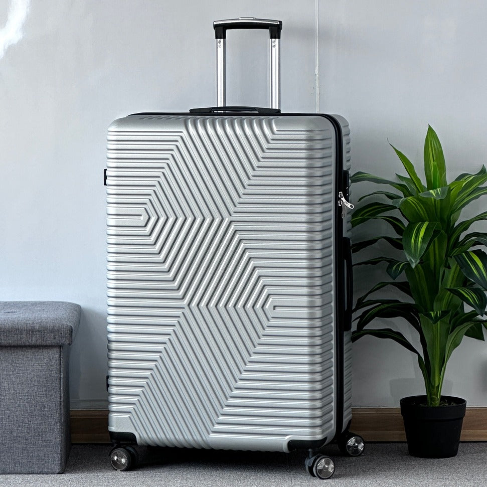 32 Inch Extra Large Luggage Zig Zag ABS Lightweight Suitcase Bag with Double Spinner Wheels