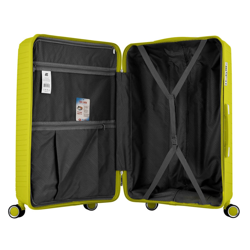 3 Piece Set 20, 24 and 28 Inches Green Advanced PP Luggage Bag With Double Spinner Wheel
