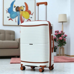 24 Inch Textured Hard Side Medium Checked Luggage Unbreakable PP Suitcase with Spinner Wheels