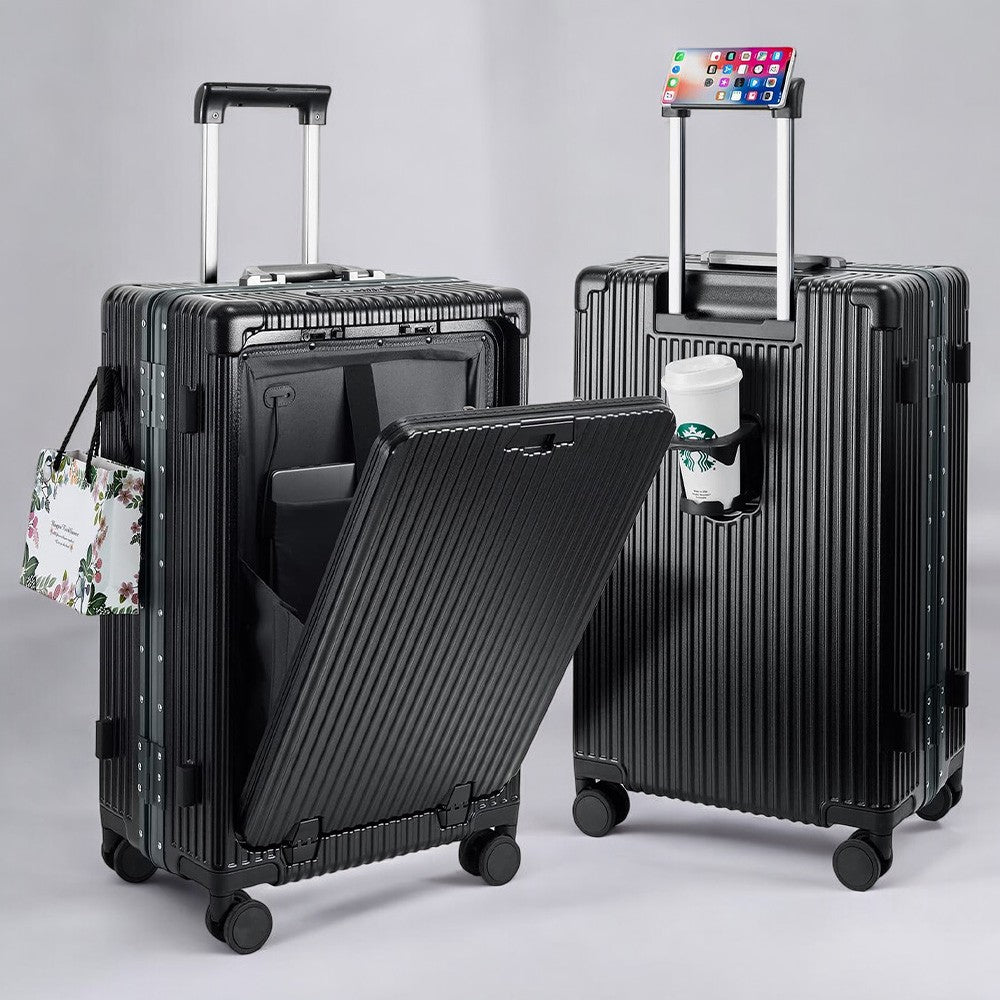 Multifunctional Front Opening Aluminum Frame Luggage | High-End New Business Cabin Suitcase