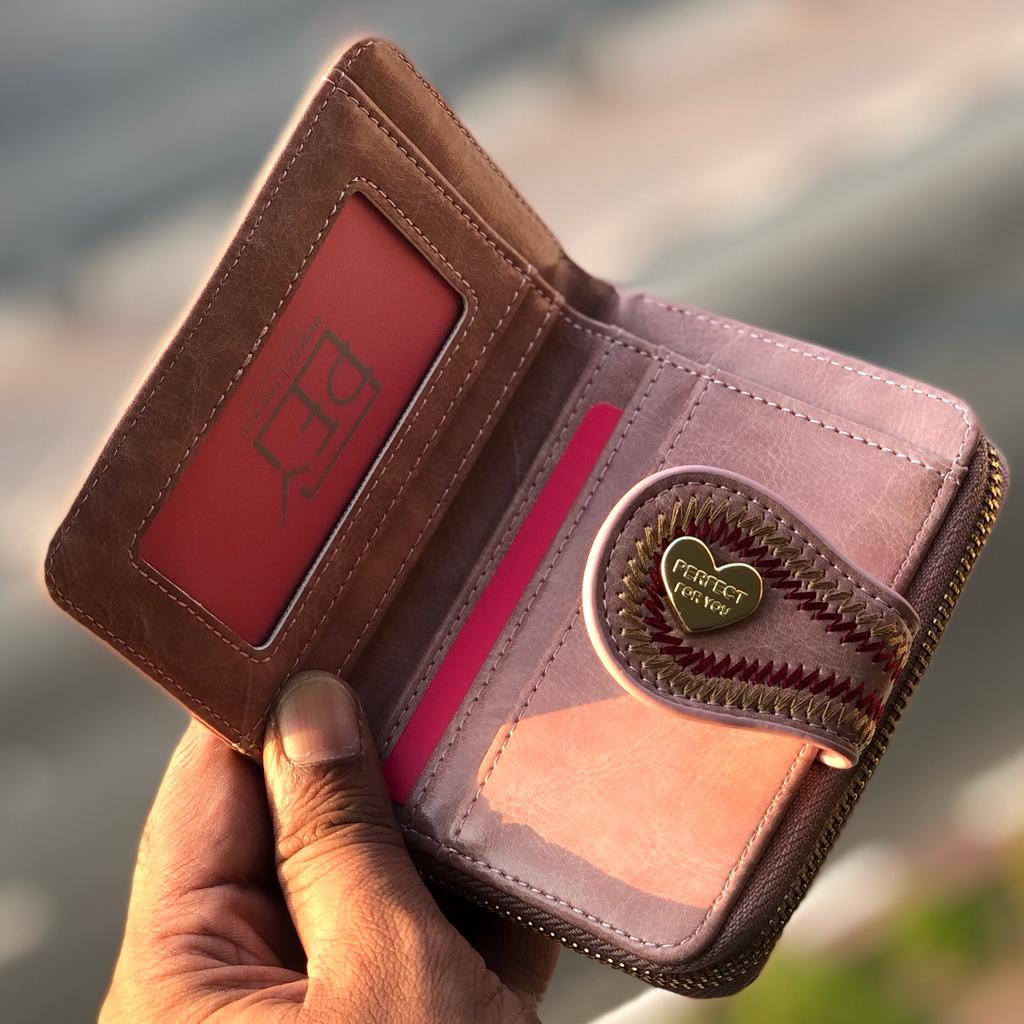 Oil Wax Small Women Wallet | PU Leather Ladies Card Holder Purse