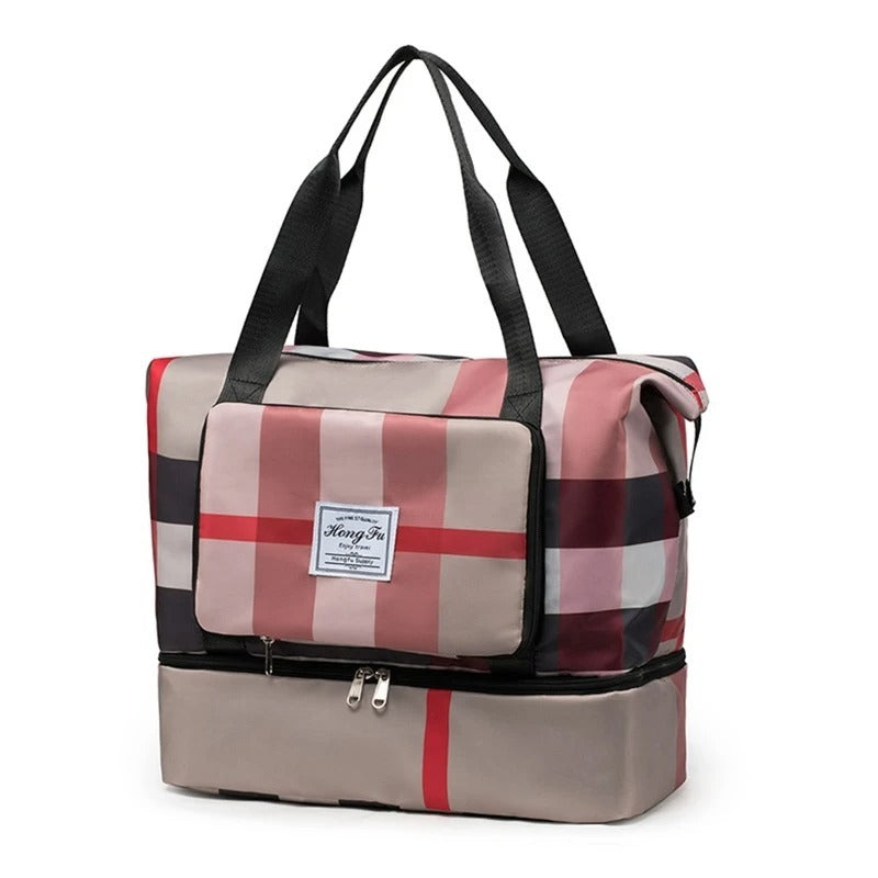 Check Type Foldable High Capacity Pocket Travel Bag | Expandable Waterproof Shoulder Bag
