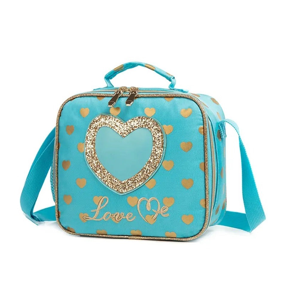 Printed Lightweight Love me Kids Rolling Backpack with School Pouch Combo Set