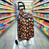 Printed Foldable Grocery Shopping Trolley Bag with Two Wheels | Portable Rolling Shopping Cart
