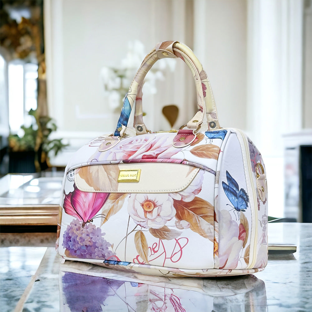 Butterfly Printed PU Leather Material Soft Shell Luggage Bag | 4 Pcs Set 7, 20, 24 and 28 inches