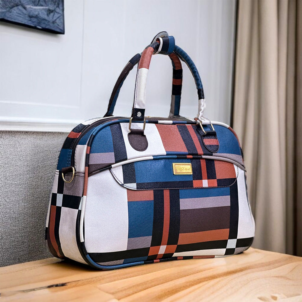 Check Design Lightweight PU Luggage with Spinner Wheel | 4 Piece Set 7, 20, 24 and 28 Inches