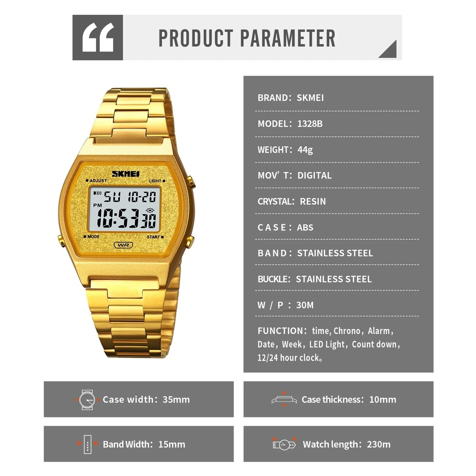 SKMEI Electronic Digital 1328B | Men's Watch | Multifunctional Chronograph Watch