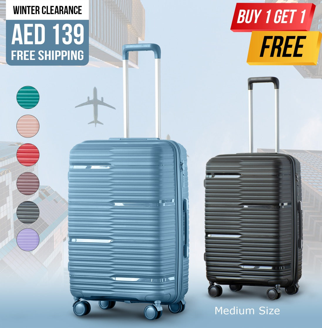 Buy 1 Get 1 Free | Medium Size PP Unbreakable Luggage | 24" Size 20-25 Kg Capacity Zaappy