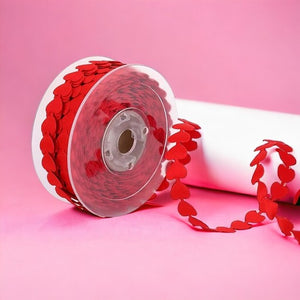 Red Heart Shaped Lace Trim Valentine's Day Wrapping Ribbon For Decor