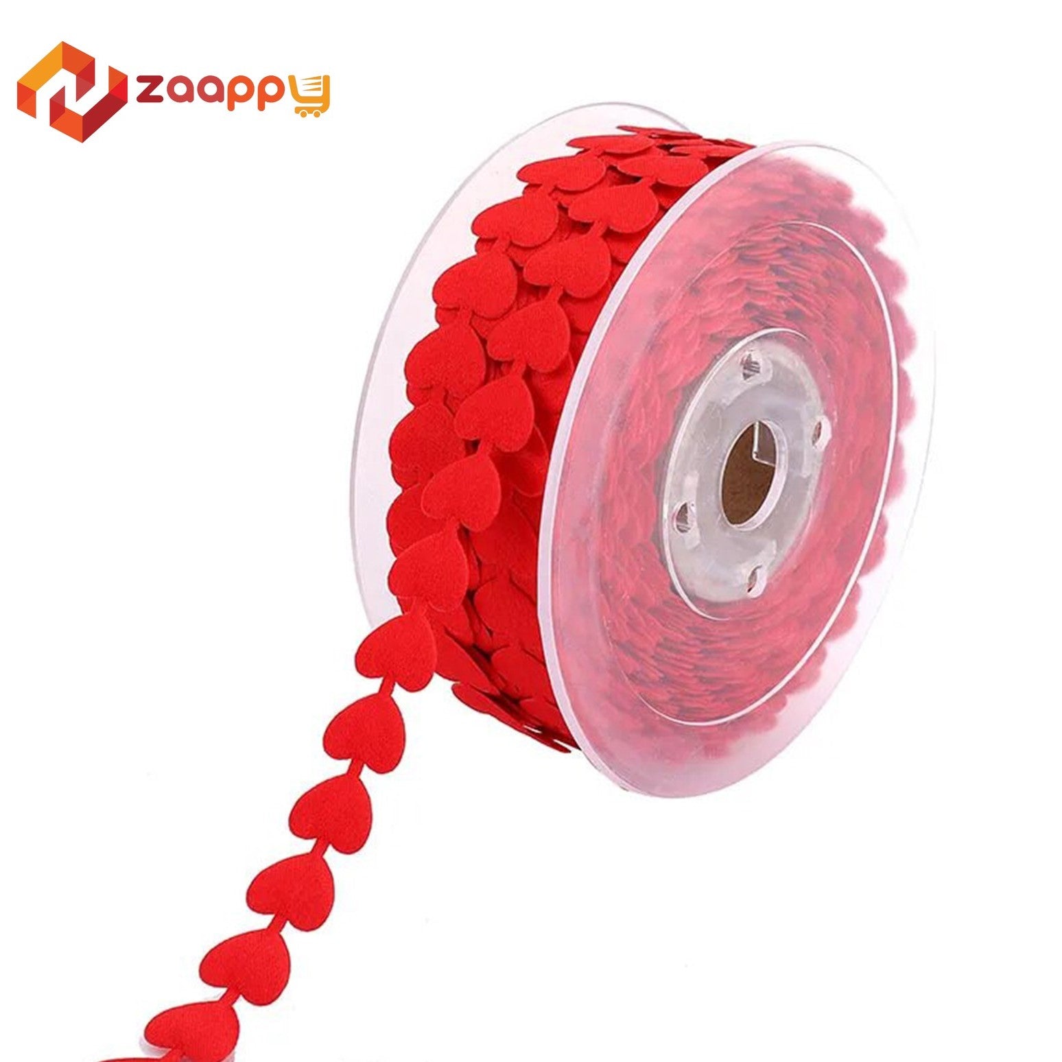 Red Heart Shaped Lace Trim Valentine's Day Wrapping Ribbon For Decor