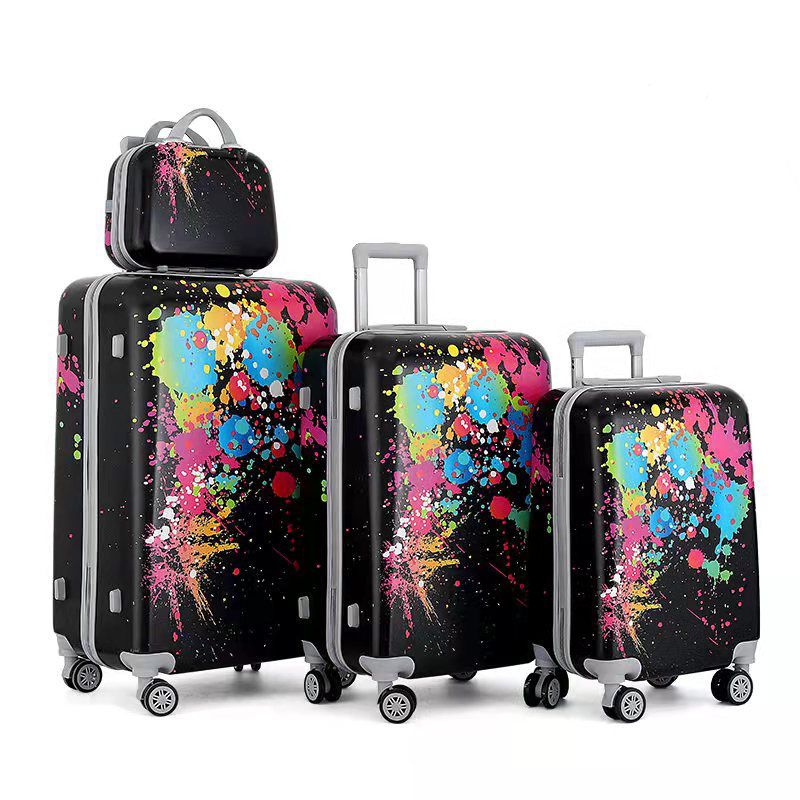 Printed Splash Paint 4 Pcs Set 7" 20" 24" 28 Inches Travel Luggage Bag | Splash Paint Printed Suitcase