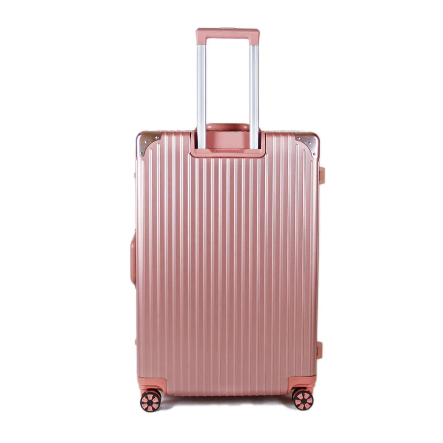 28 Inch Rose Gold Colour Aluminium Framed Hard Shell Without Zipper TSA Luggage with Spinner Wheel