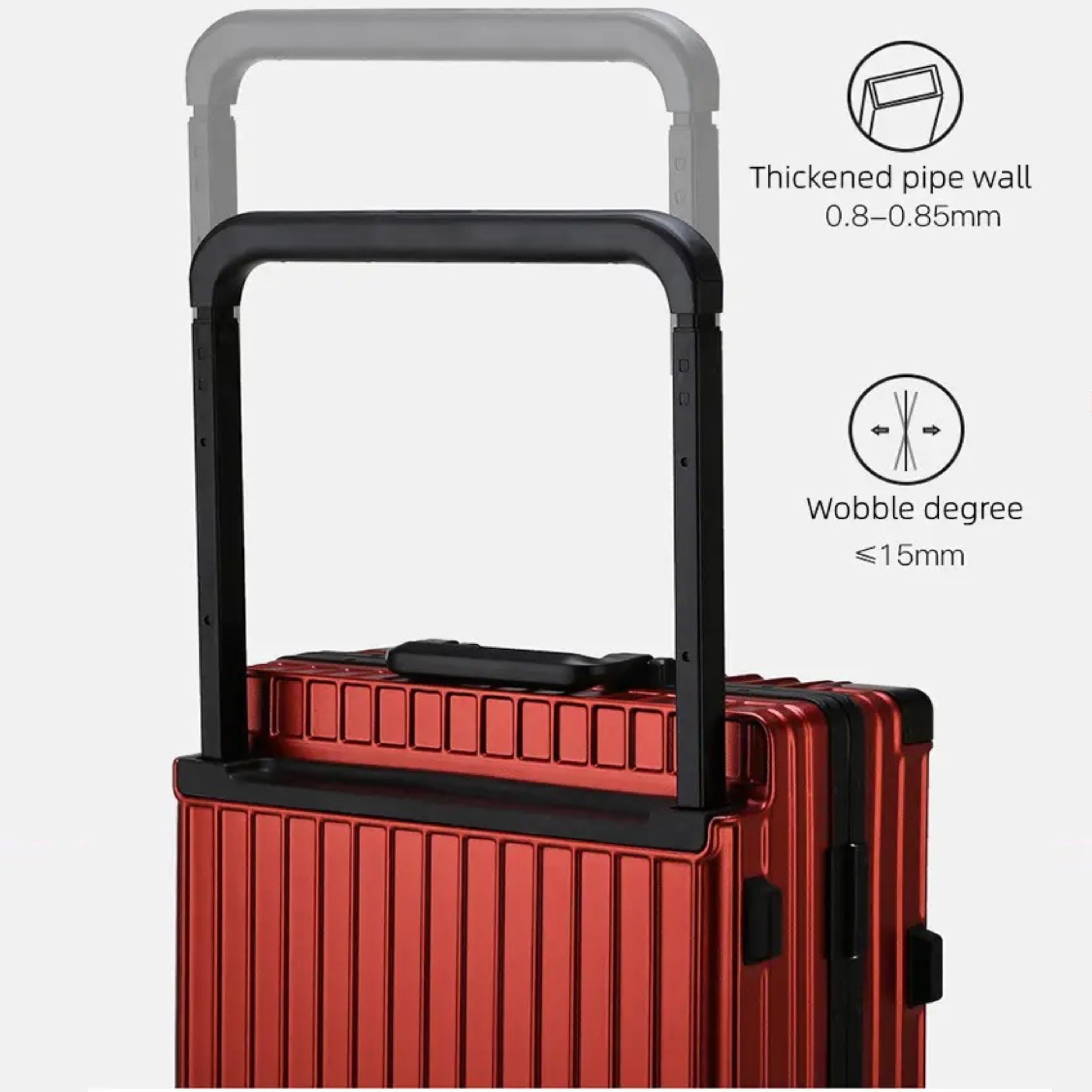 Aluminum Spinner Red | Aluminum Framed Luggage Hard Shell | Hand Carry 10 Kg | Check in 30 Kg Capacity