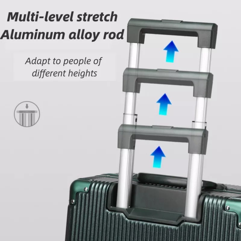 28" Green Aluminium Framed Hard Shell Without Zipper TSA Spinner Wheel Luggage Bag