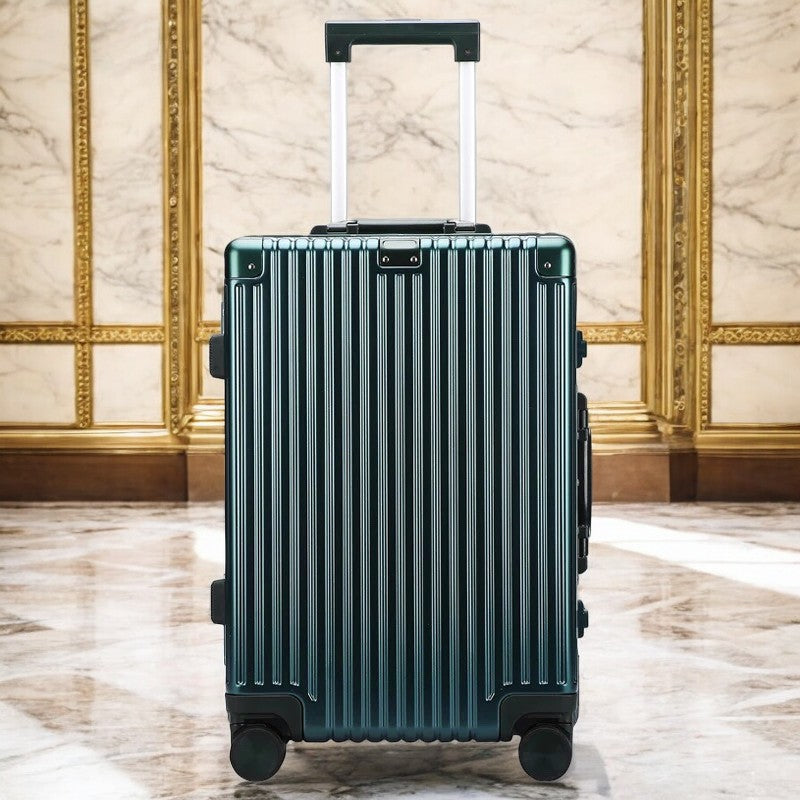 24" Medium Size Green Aluminium Framed Hard Shell Without Zipper TSA Spinner Wheel Luggage