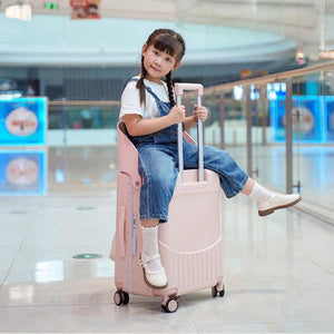 20-Inch Kids Seat Suitcase with Lightweight Aluminum Frame, 360° Spinner Wheels, TSA Lock | Children's Travel Luggage